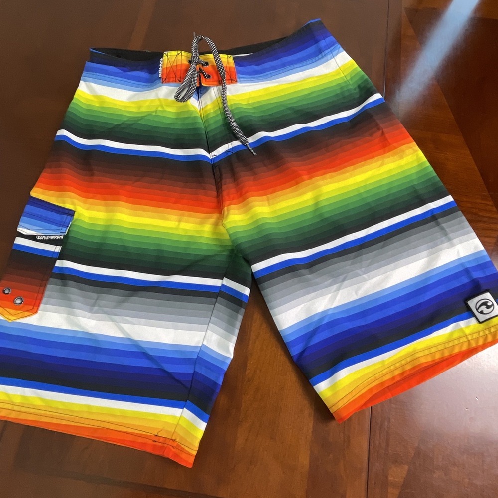 MENS OCEAN CURRENT 4-WAY STRETCH SWIM BOARD SHORTS SIZE 32